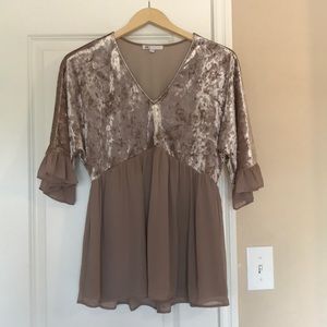 Crushed Velvet Peplum Style Top